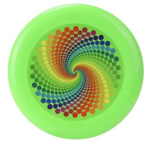 Vibrant Green Polkadot Spiral Design Frisbee Pet Play Day